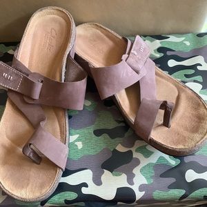 EUC - Clarks Leather Sandals - Color: Brown